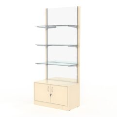 Стеллаж АСТЕРИЯ №3, задняя стенка Зеркало, Крем Вайс