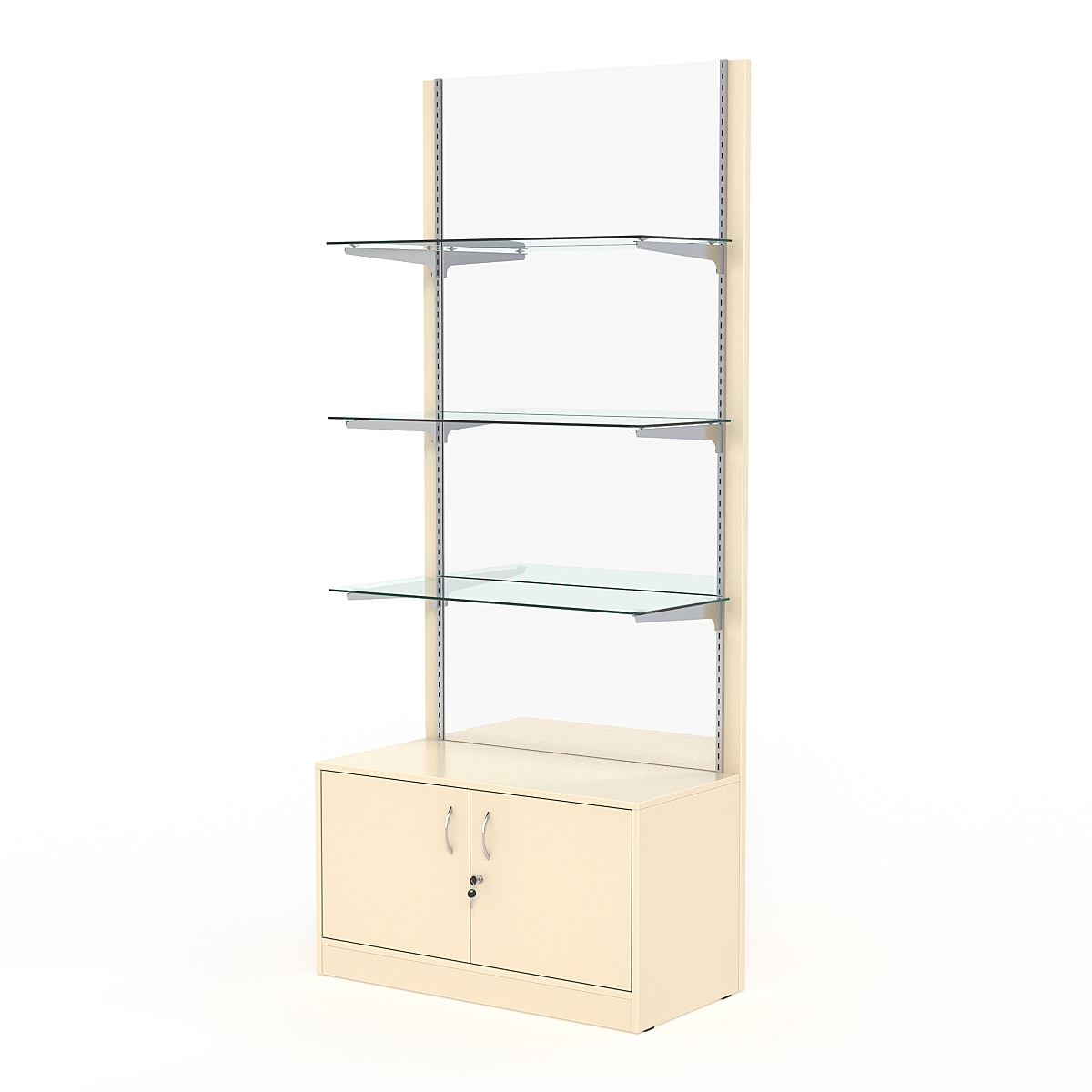 Стеллаж АСТЕРИЯ №3, задняя стенка Зеркало, Крем Вайс