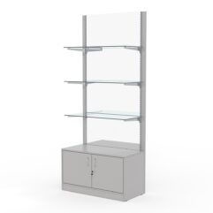 Стеллаж АСТЕРИЯ №3, задняя стенка Зеркало, Серый