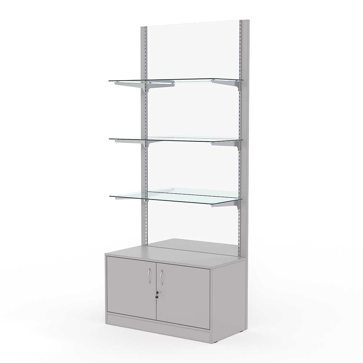 Стеллаж АСТЕРИЯ №3, задняя стенка Зеркало, Серый