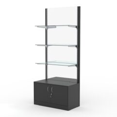 Стеллаж АСТЕРИЯ №3, задняя стенка Зеркало, Черный