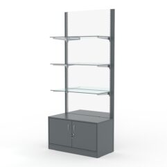 Стеллаж АСТЕРИЯ №3, задняя стенка Зеркало, Темно-Серый