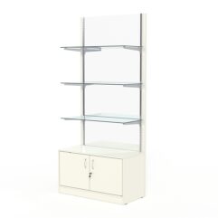 Стеллаж АСТЕРИЯ №7, задняя стенка Зеркало, Белый