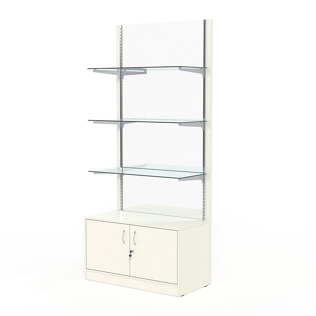 Стеллаж АСТЕРИЯ №7, задняя стенка Зеркало, Белый