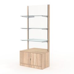 Стеллаж АСТЕРИЯ №7, задняя стенка Зеркало, Дуб Сонома