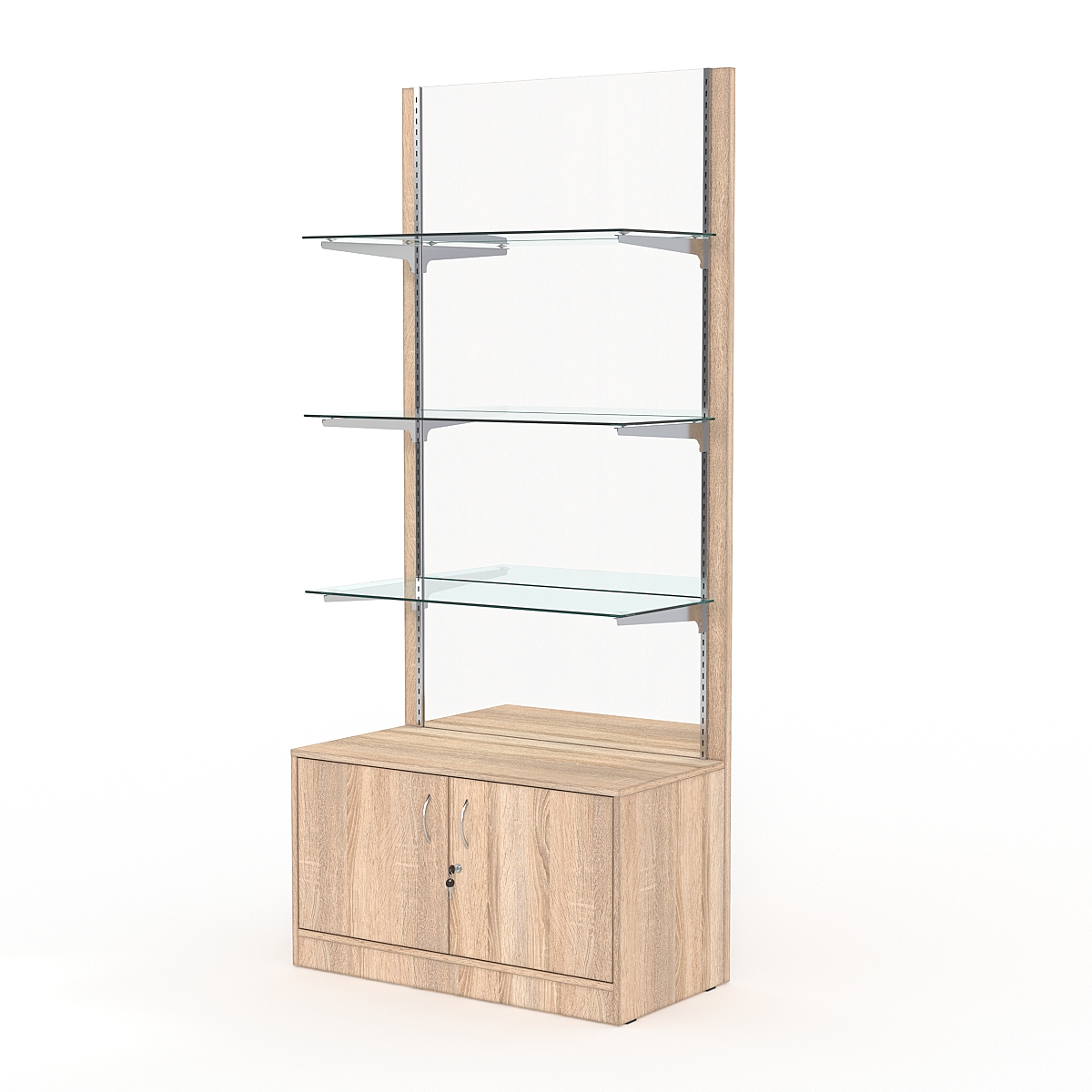 Стеллаж АСТЕРИЯ №7, задняя стенка Зеркало, Дуб Сонома