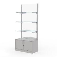 Стеллаж АСТЕРИЯ №7, задняя стенка Зеркало, Серый