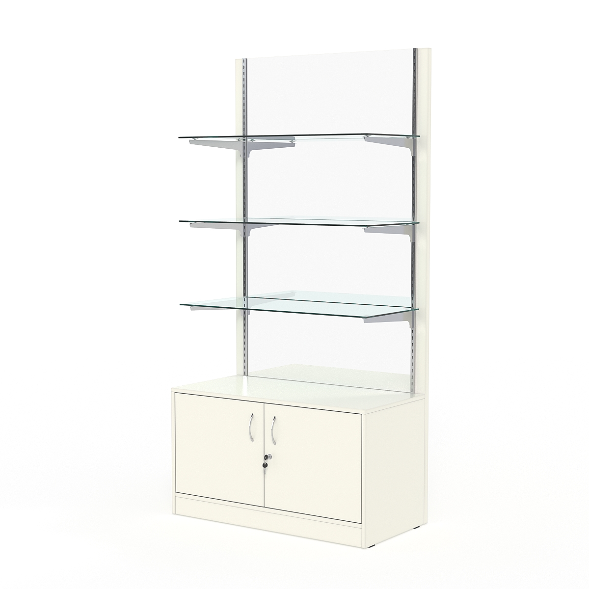 Стеллаж АСТЕРИЯ №11, задняя стенка Зеркало, Белый