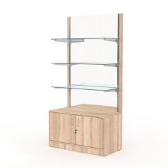 Стеллаж АСТЕРИЯ №11, задняя стенка Зеркало, Дуб Сонома