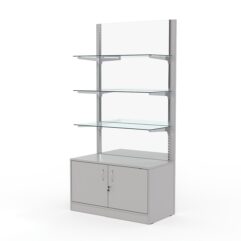 Стеллаж АСТЕРИЯ №11, задняя стенка Зеркало, Серый