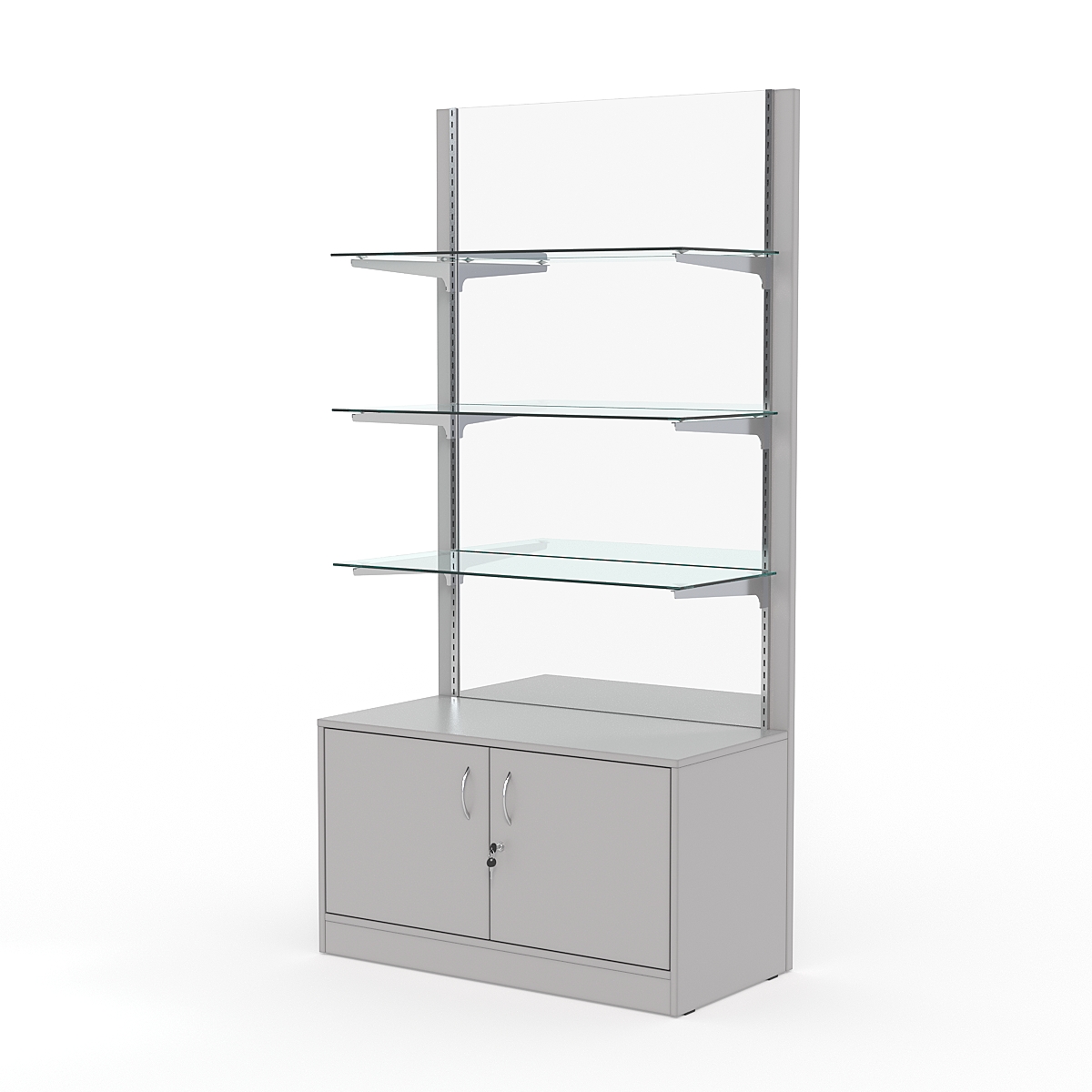 Стеллаж АСТЕРИЯ №11, задняя стенка Зеркало, Серый