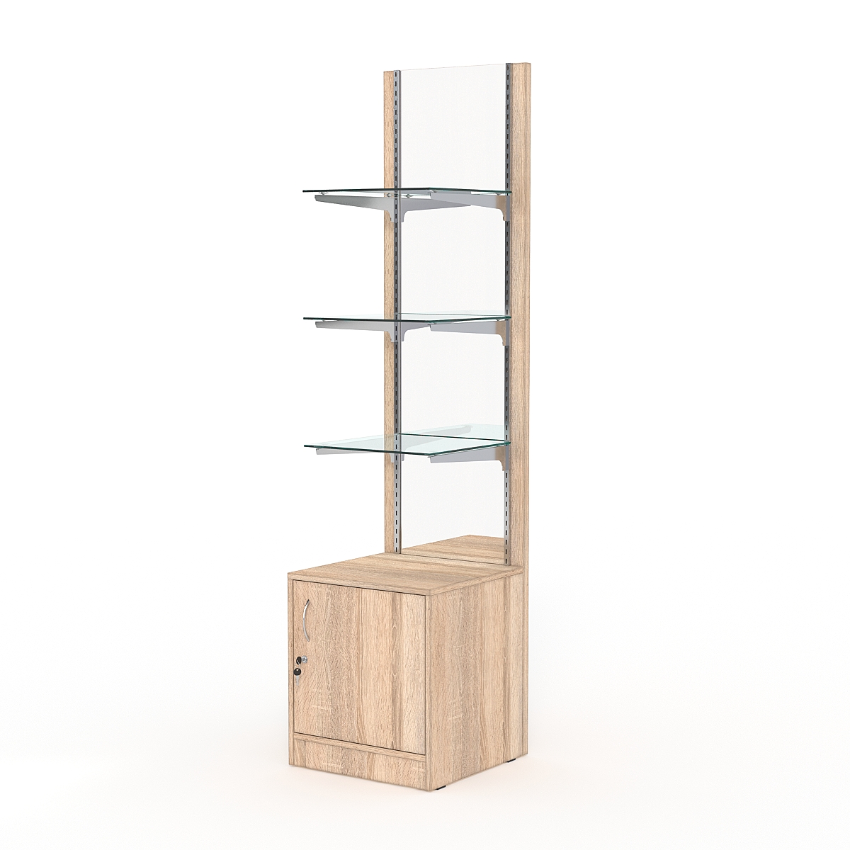 Стеллаж АСТЕРИЯ №12, задняя стенка Зеркало, Дуб Сонома