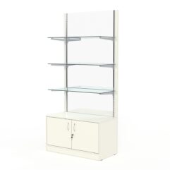 Стеллаж АСТЕРИЯ №15, задняя стенка Зеркало, Белый