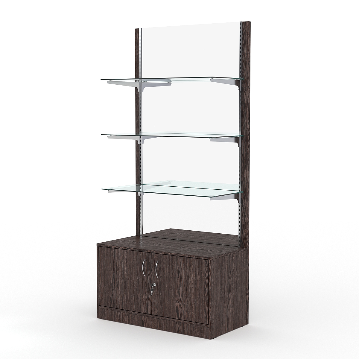 Стеллаж АСТЕРИЯ №15, задняя стенка Зеркало, Дуб Венге