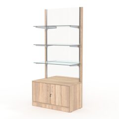 Стеллаж АСТЕРИЯ №15, задняя стенка Зеркало, Дуб Сонома