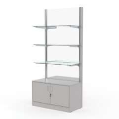 Стеллаж АСТЕРИЯ №15, задняя стенка Зеркало, Серый