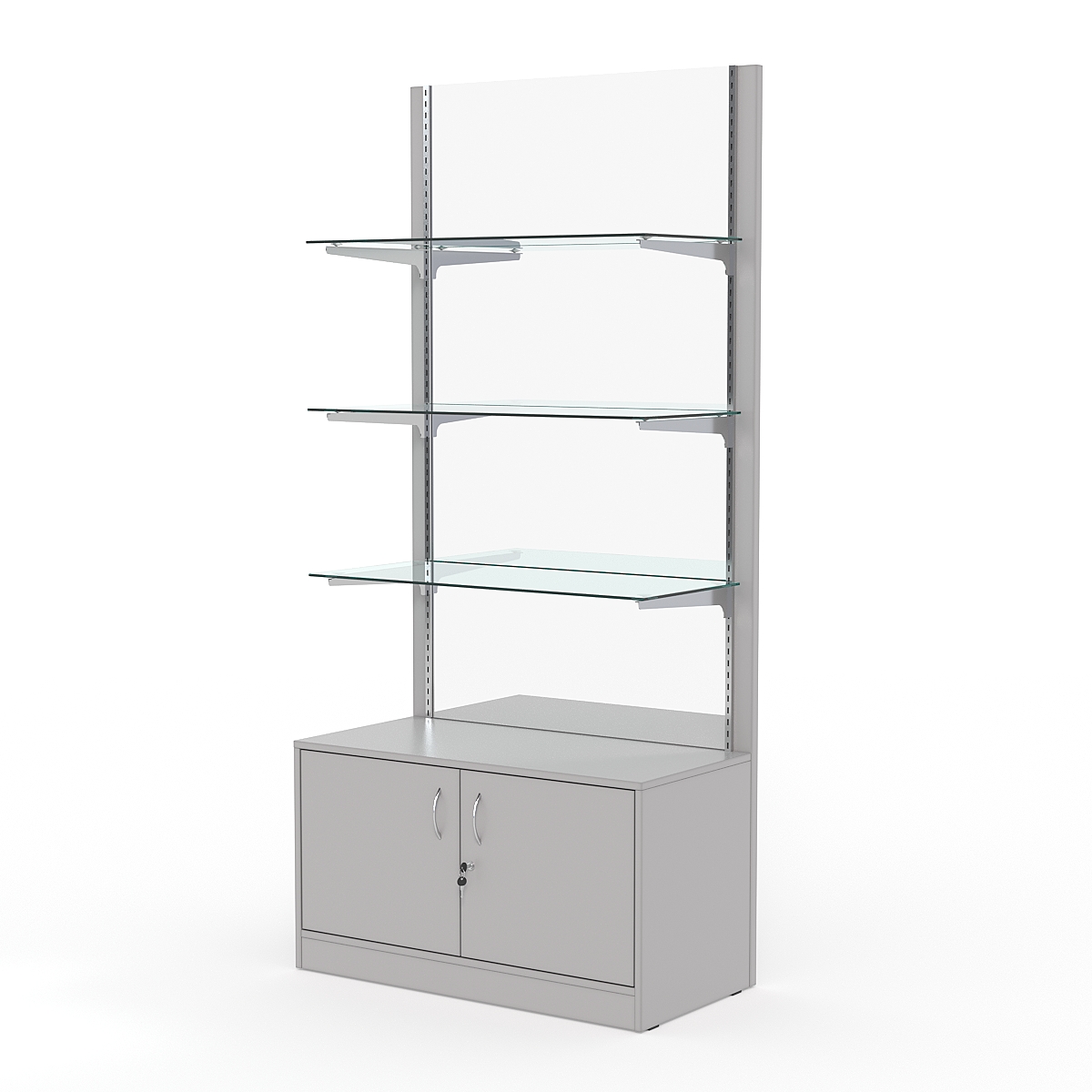 Стеллаж АСТЕРИЯ №15, задняя стенка Зеркало, Серый