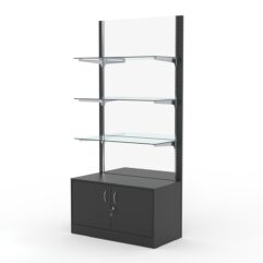 Стеллаж АСТЕРИЯ №15, задняя стенка Зеркало, Черный