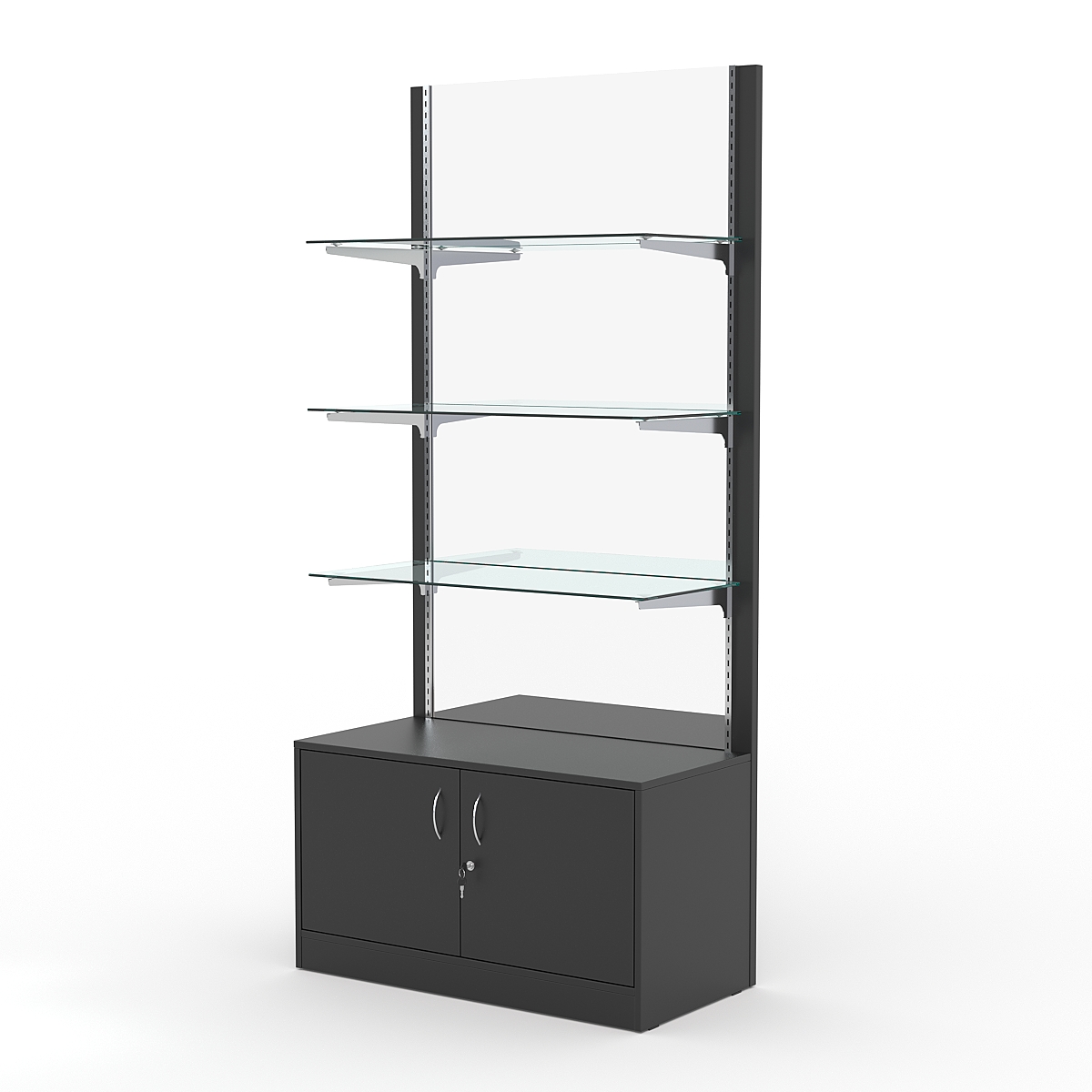 Стеллаж АСТЕРИЯ №15, задняя стенка Зеркало, Черный