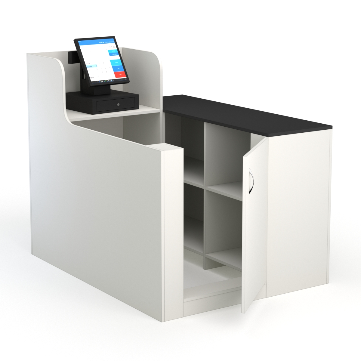 Кассовый стол ЛЕНТА №1 правый, Белый и Черный