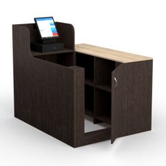 Кассовый стол ЛЕНТА №1 правый, Дуб Венге и Дуб Сонома