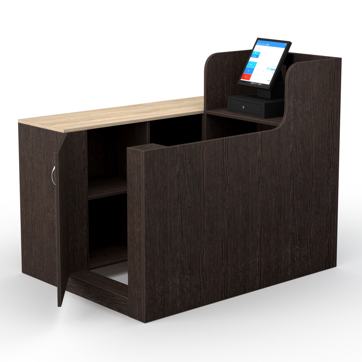 Кассовый стол ЛЕНТА №1 левый, Дуб Венге и Дуб Сонома