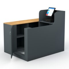 Кассовый стол ЛЕНТА №1 левый, Темно-серый и Дуб Золотистый