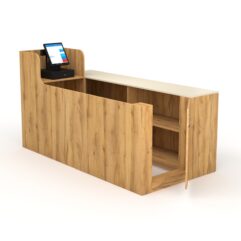 Кассовый стол ЛЕНТА №2 правый, Дуб Золотистый и Крем Вайс