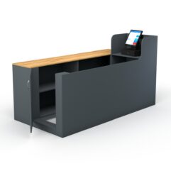 Кассовый стол ЛЕНТА №2 левый, Темно-серый и Дуб Золотистый