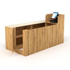 Кассовый стол ЛЕНТА №2 левый, Дуб Золотистый и Крем Вайс