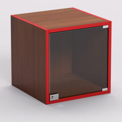 Стеллаж ЛЕГО №3, задняя стенка ДСП, Орех, кромка красная