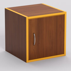 Стеллаж ЛЕГО №5, задняя стенка ДСП, Орех, кромка желтая