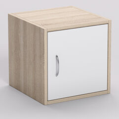 Стеллаж ЛЕГО №5, задняя стенка ДСП, Дуб Сонома и белый