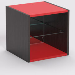 Стеллаж ЛЕГО №11, задняя стенка Зеркало, Дуб Венге и Красный