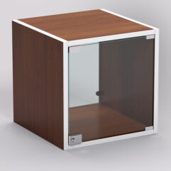 Стеллаж ЛЕГО №8, задняя стенка Стекло, Орех, кромка белая