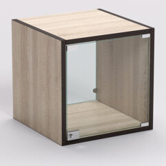 Стеллаж ЛЕГО №8, задняя стенка Стекло, Дуб Сонома, кромка Дуб Венге