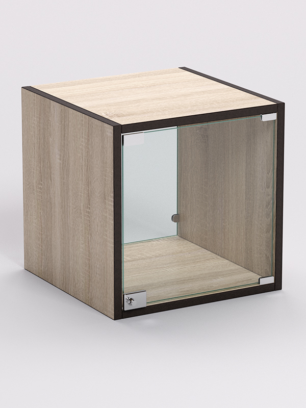 Стеллаж ЛЕГО №8, задняя стенка Стекло, Дуб Сонома, кромка Дуб Венге