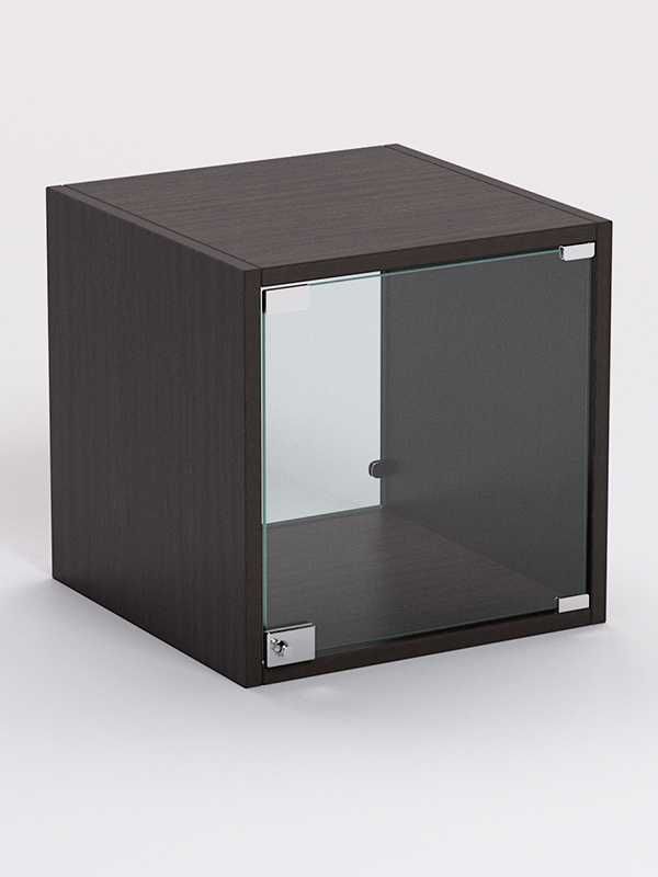 Стеллаж ЛЕГО №8, задняя стенка Стекло, Дуб Венге