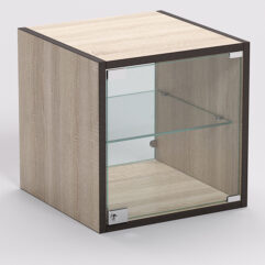 Стеллаж ЛЕГО №9, задняя стенка Стекло, Дуб Сонома, кромка Дуб Венге