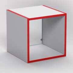 Стеллаж ЛЕГО №7, задняя стенка Стекло, Серый, кромка красная