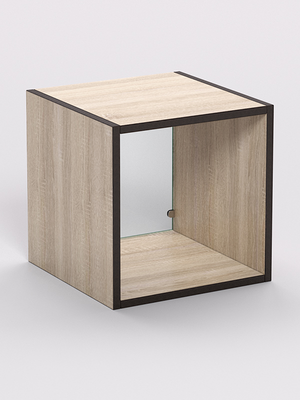 Стеллаж ЛЕГО №7, задняя стенка Стекло, Дуб Сонома, кромка Дуб Венге