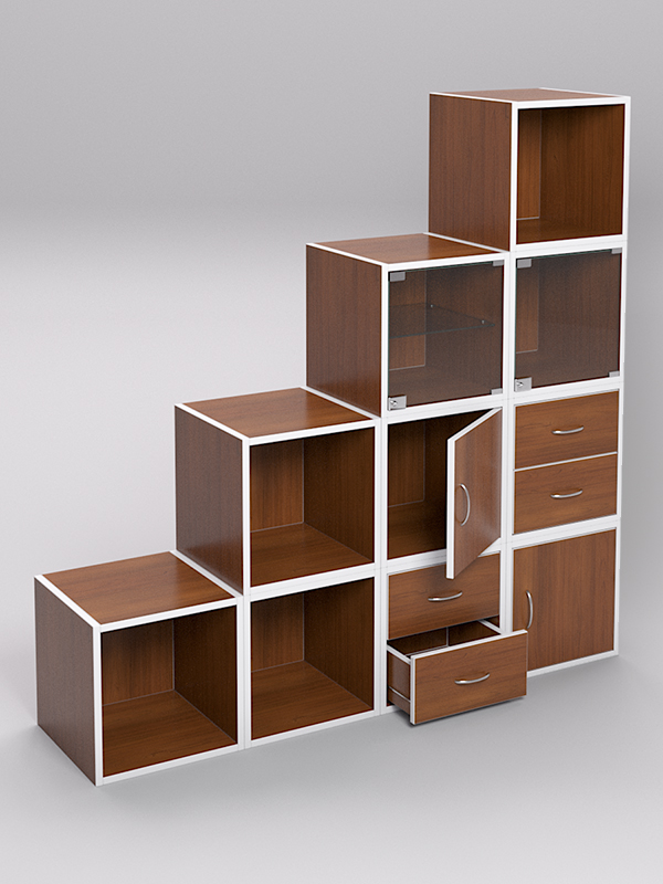 Комплект стеллажей ЛЕГО №1, Орех, кромка белая