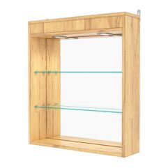Витрина настенная №1-4Г с зеркалом и с подсветкой, Дуб Золотистый