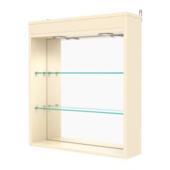 Витрина настенная №1-4Г с зеркалом и с подсветкой, Крем Вайс