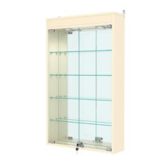 Витрина настенная №2-4А с зеркалом и с подсветкой, Крем Вайс