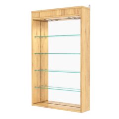 Витрина настенная №2-4Г с зеркалом и с подсветкой, Дуб Золотистый