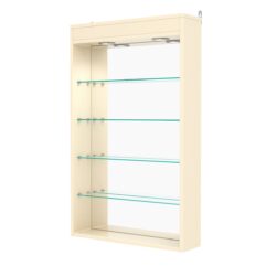 Витрина настенная №2-4Г с зеркалом и с подсветкой, Крем Вайс