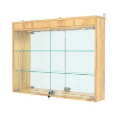 Витрина настенная №3-4А с зеркалом и с подсветкой, Дуб Золотистый