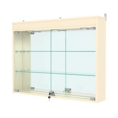 Витрина настенная №3-4А с зеркалом и с подсветкой, Крем Вайс