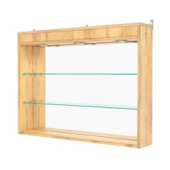 Витрина настенная №3-4Г с зеркалом и с подсветкой, Дуб Золотистый